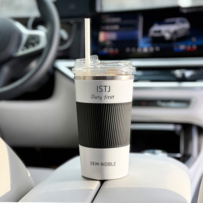 엠노블 차량용 MBTI 보온보냉 컵홀더, 화이트 ISTJ, 1개