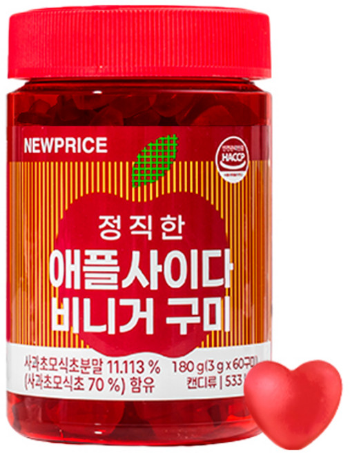 뉴프라이스 정직한 애플사이다비니거 구미, 1개, 180g
