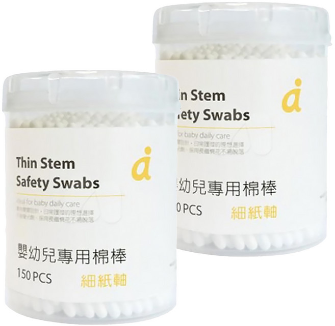 mammyshop 媽咪小站 嬰兒專用棉花棒 細紙軸, 2組, 150支