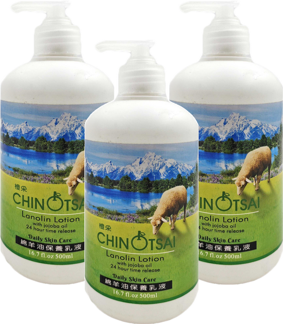 CHIN TSAI 橙采 綿羊油保養乳液, 500ml, 3瓶