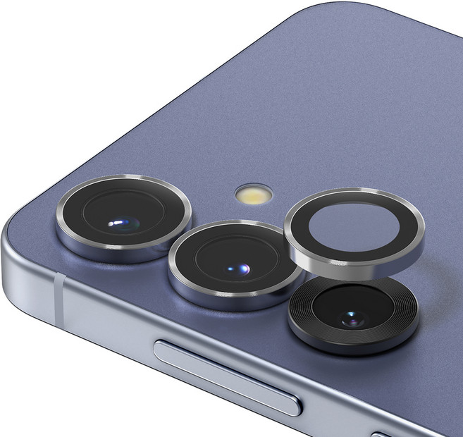 신지모루 AR 빛번짐방지 메탈 프레임 링 카메라 렌즈 강화유리 휴대폰 액정보호필름 세트 실버, 1세트