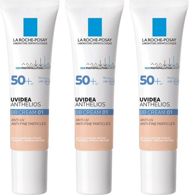 LA ROCHE POSAY 理膚寶水 台灣公司貨 全護清爽防曬BB霜 SPF50+ PA++++, 01 自然色, 30ml, 3條