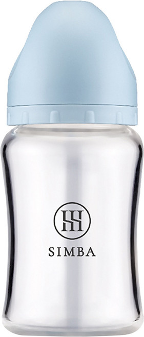 Simba 小獅王辛巴 蘊蜜質金玻璃寬口防脹氣奶瓶 新生專用, 晨藍, 1個, 180ml