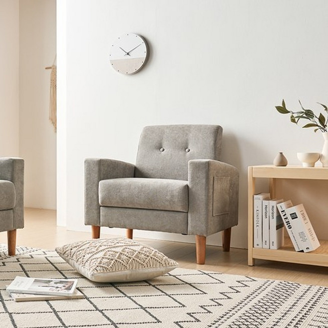 SUO VIAN FABRIC 縫線布面單人沙發椅, 灰色