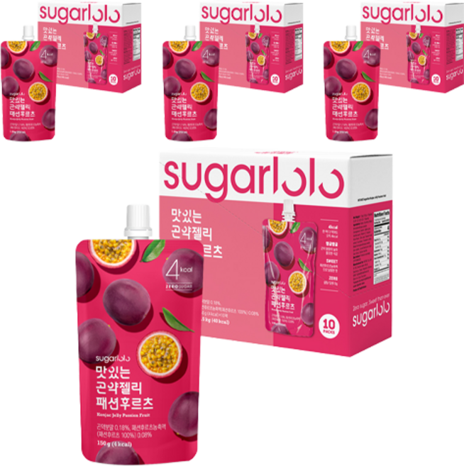 슈가로로 맛있는 곤약젤리 패션후르츠, 1.5kg, 4개