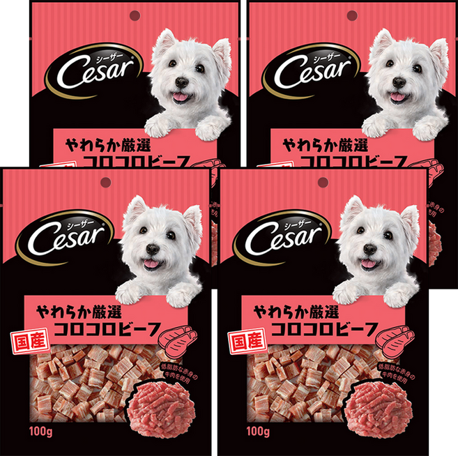 Cesar 西莎 點心系列 狗零食, 主廚嚴選香軟牛肉切塊口味, 100g, 4包