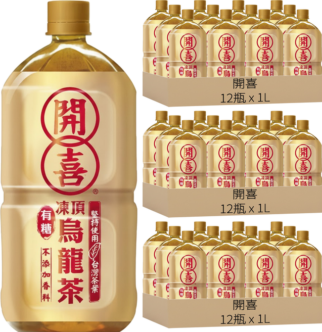 開喜 凍頂烏龍茶 有糖, 1L, 36瓶