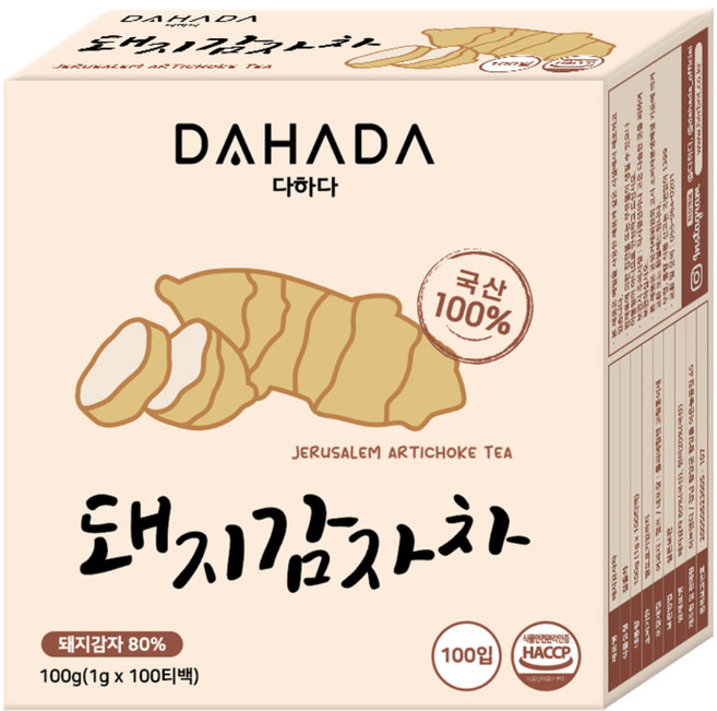 다하다 돼지감자차 티백, 1g, 100개입, 1개