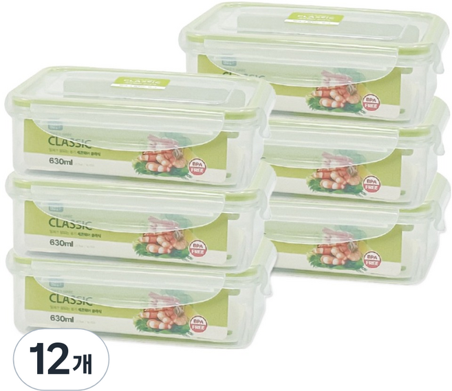 셰프웨어 클래식 직사각 밀폐용기 630ml, 12개, 밀폐용기 직사각 단품