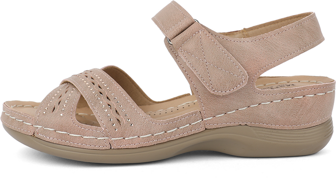 제이슈 여성용 디저트 경량 펀칭 스트랩 통굽 샌들 5cm