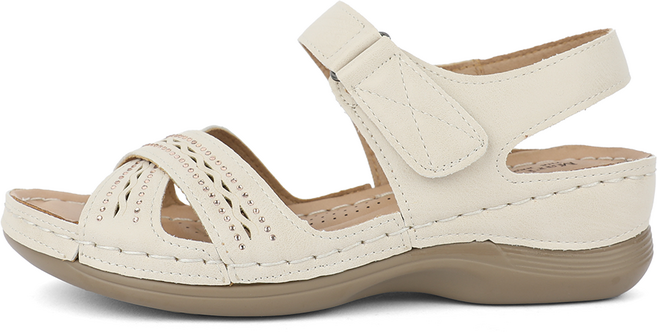 J SHOE 女款甜點風輕量鏤空繫帶厚底涼鞋 5cm, 象牙白, 260