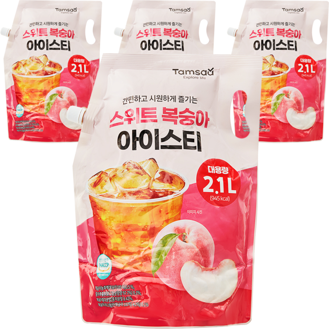 탐사 스위트 복숭아 아이스티, 2.1L, 4개