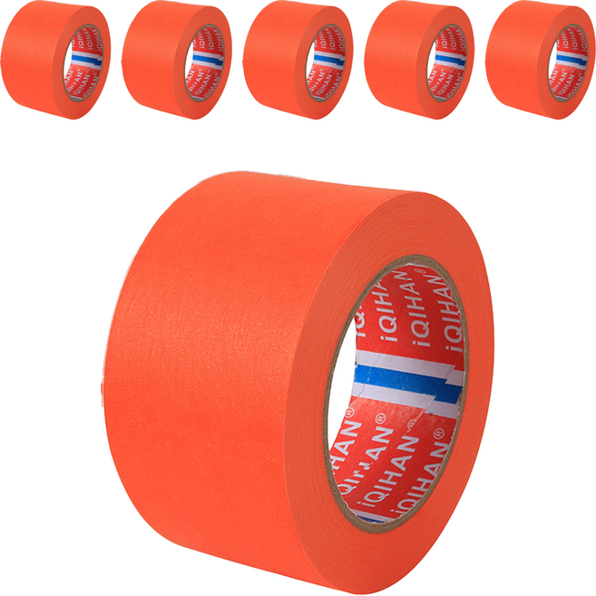 iQIHAN 다다 칼라 마스킹 테이프 40mm x 20m, 주황, 6개