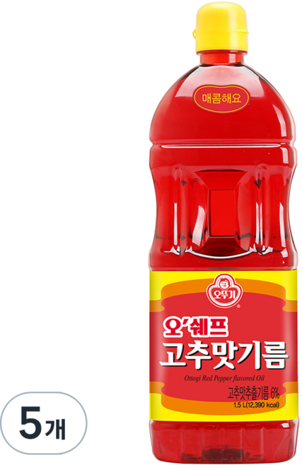 오쉐프 고추맛기름, 1.5L, 5개
