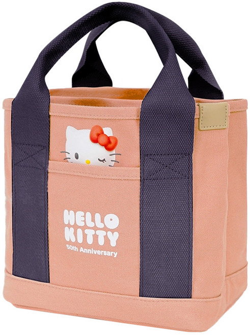 Kiiwi O Hello Kitty 多隔層厚磅帆布托特包 大頭, 紫粉色