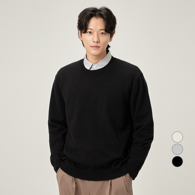캐럿 남성용 데일리 소프트 촉감 라운드넥 스웨터