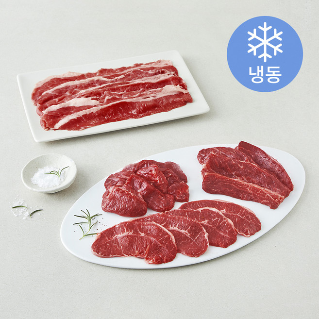 레커컷 호주산 소고기 모듬구이용 안창살 + 토시살 + 차돌양지 + 부채살 세트 (냉동), 800g, 1세트