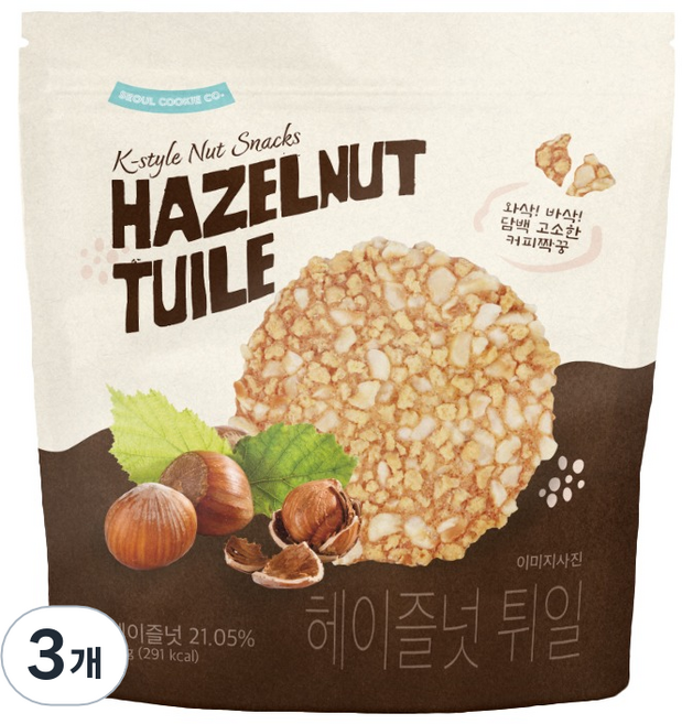 서울쿠키 헤이즐넛 튀일, 3개, 51g
