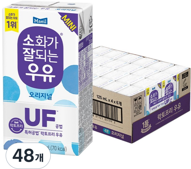 소화가잘되는우유 오리지널 미니, 125ml, 48개