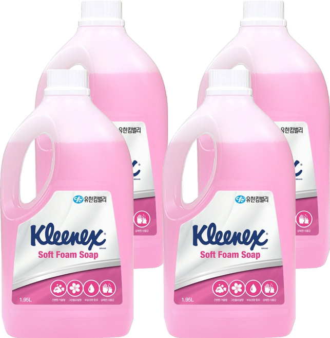 크리넥스 소프트 폼 솝 핸드워시 그린플로랄향, 1.95L, 4개