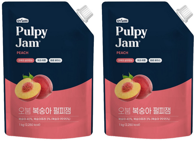 오붐 복숭아 리플잼, 1kg, 2개