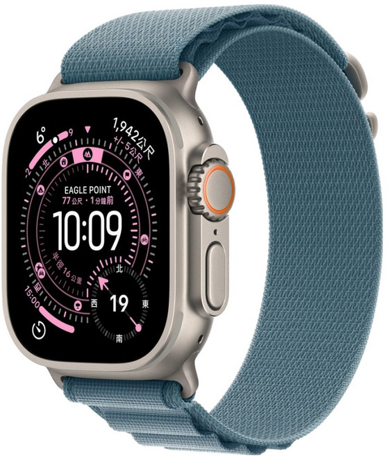 Apple 2025 Apple Watch Ultra3 原色鈦金屬 + L淡藍色高山錶環, 淡藍色, 49mm, GPS + 行動網路