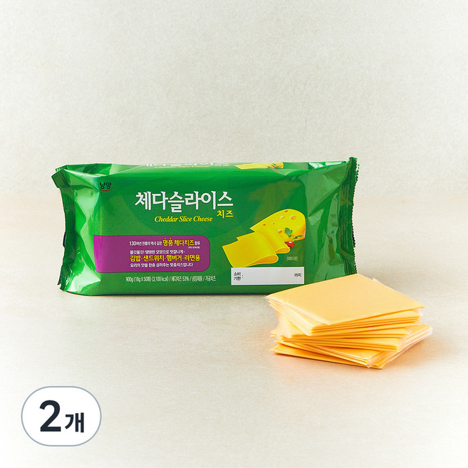 남양유업 드빈치 체다 슬라이스 치즈, 18g, 50개입, 2개