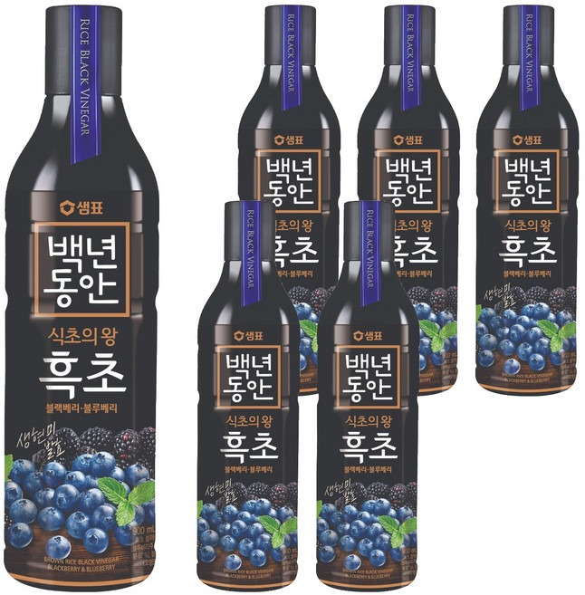 샘표 백년동안 현미발효 흑초 블랙블루베리, 900ml, 6개