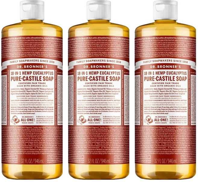 Dr.Bronner's 布朗博士 潔膚露系列 尤加利, 3個, 946ml