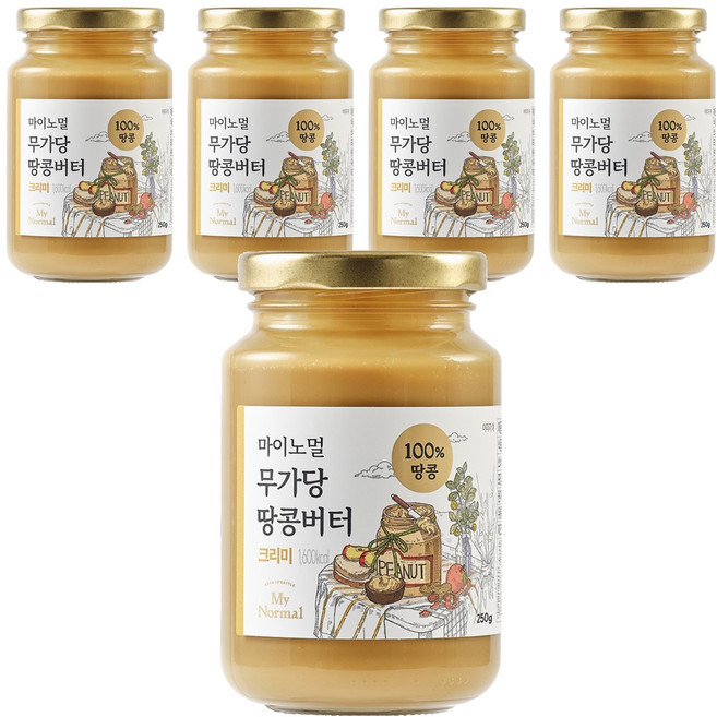 마이노멀 무가당 땅콩버터 100% 크리미, 250g, 5개