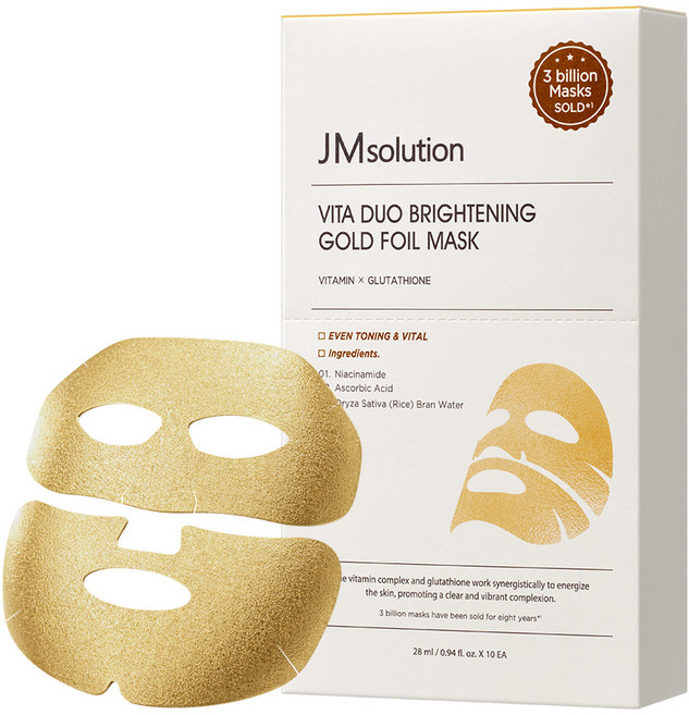 제이엠솔루션 비타 듀오 브라이트닝 골드 호일 마스크팩, 1개, 10개입