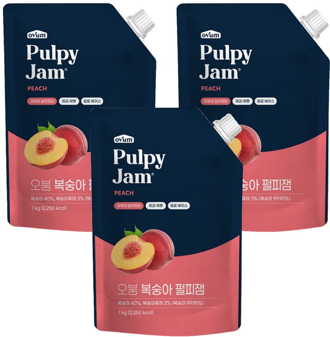 오붐 복숭아 리플잼, 1kg, 3개