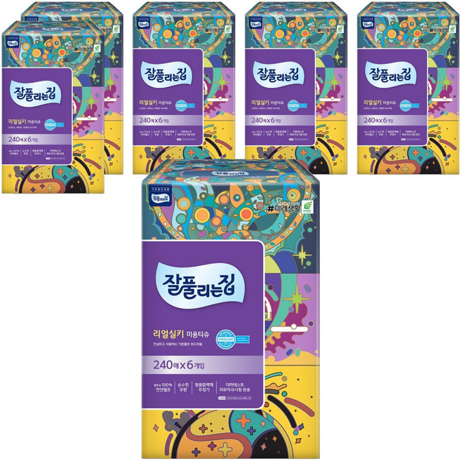 잘풀리는집 천연펄프 미용티슈 2겹, 240매입, 36개