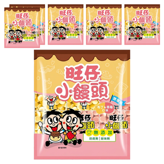 旺旺 旺仔小饅頭 布丁 20g 7包 + 草莓 20g 8包, 300g, 6袋