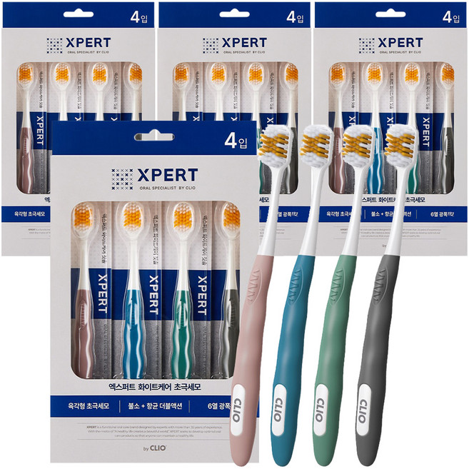 XPERT 화이트케어 불소초극세모 칫솔, 4개입, 4개