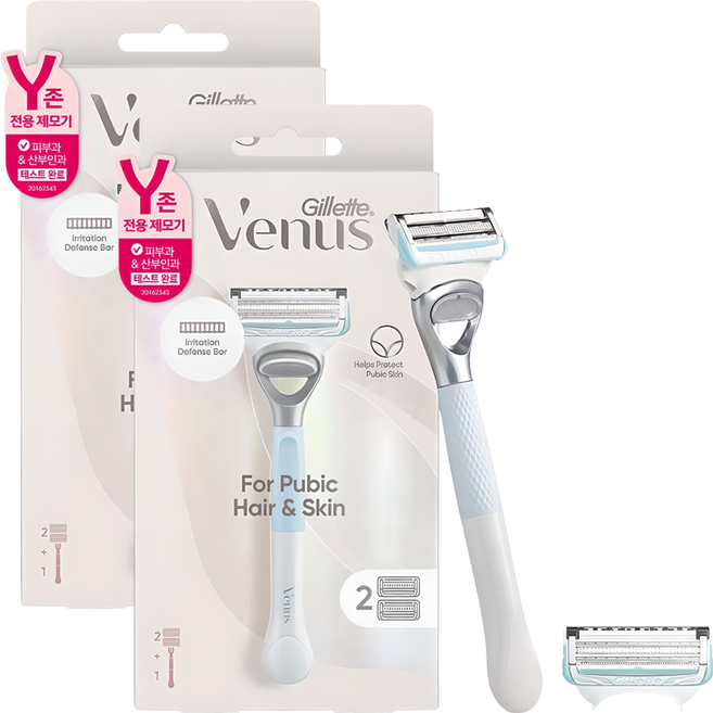 Gillette 吉列 Venus 維納斯 Y區除毛 自助護理 女性用除毛刀 刀架 + 刀片 2入組, 2個