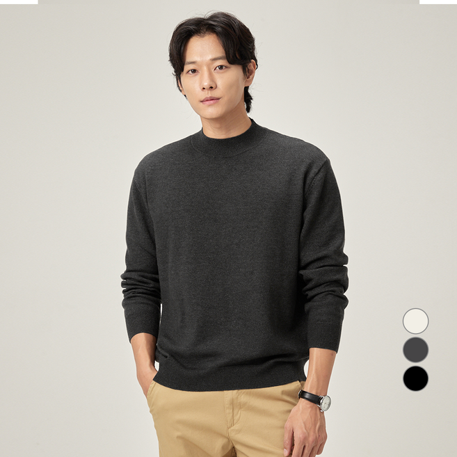 캐럿 남성용 데일리 소프트 촉감 목넥 스웨터