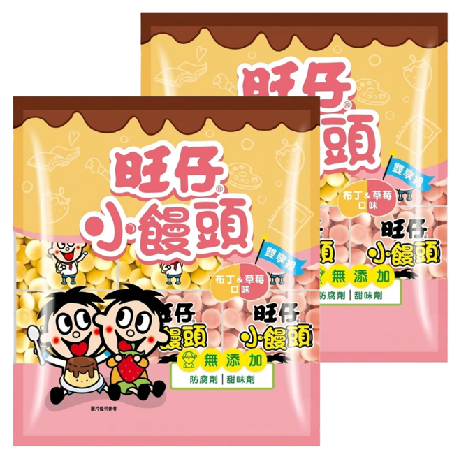 旺旺 旺仔小饅頭 布丁 20g 7包 + 草莓 20g 8包, 300g, 2袋