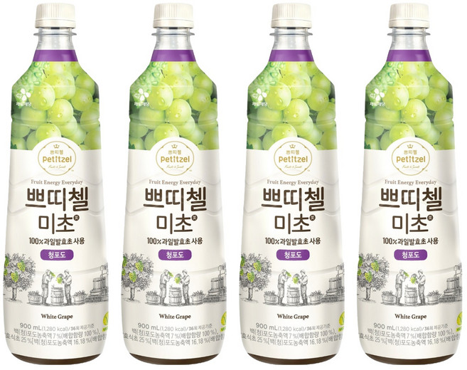 쁘띠첼 미초 청포도, 900ml, 4개