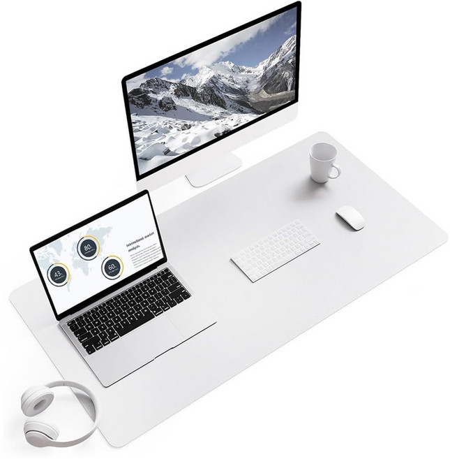 엠글로 데스크테리어 가죽 데스크매트, 화이트