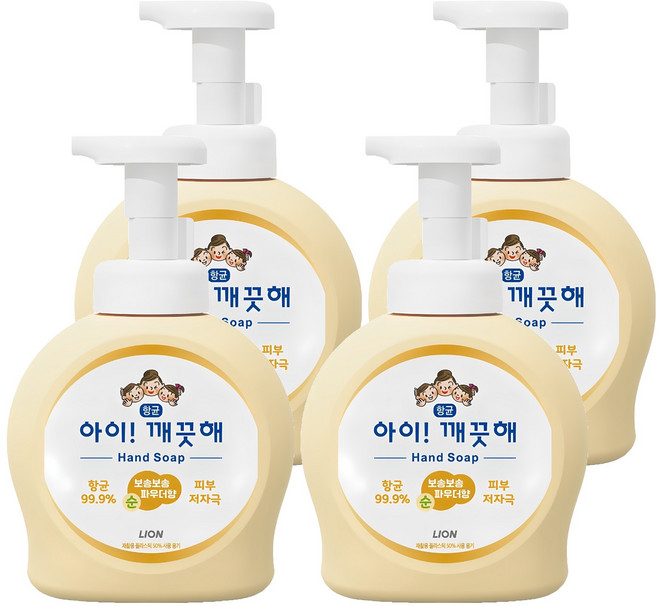 아이깨끗해 항균 폼 핸드솝 순 보송보송 파우더향, 490ml, 4개