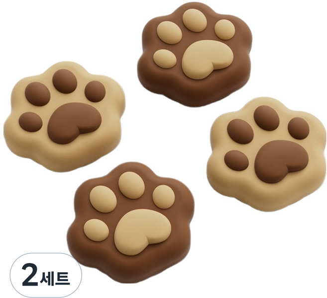 긱쉐어 닌텐도 스위치2 조이콘2 스틱커버 버튼커버 스틱캡 세트, 고양이발 브라운 옐로우, 2세트