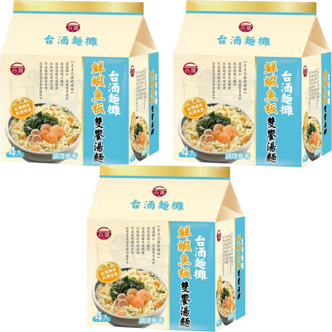 台酒 台酒麵攤 鮮蝦魚板雙饗湯麵 110g, 12包