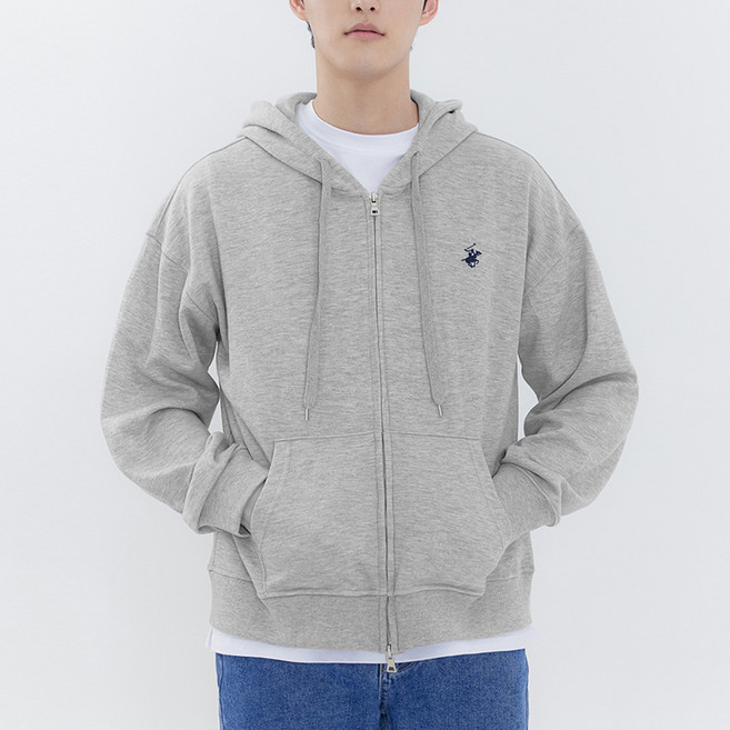 비버리힐스폴로클럽 남녀공용 2WAY 자수 로고 특양면 후드 집업 CPO9T00