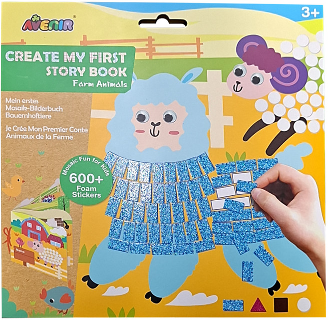 AVEnIR 我的第一本馬賽克貼紙故事書, 1本, 農場動物