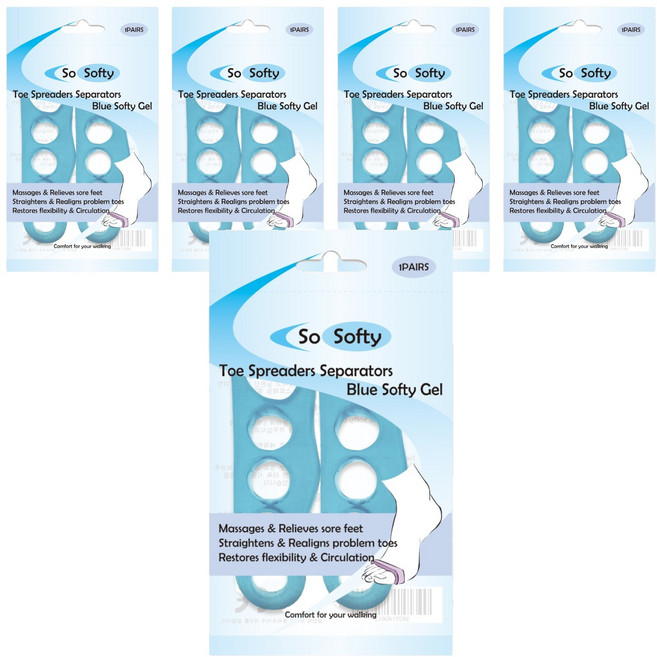 쏘소프티 포렉스 실리콘 발가락 벌리개 블루 Free, 5개