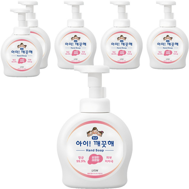아이깨끗해 항균 폼 핸드워시 레몬향, 490ml, 6개