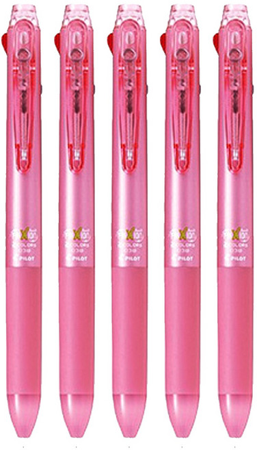 PILOT 百樂 2色按鍵摩擦筆 0.38mm, 淺粉色, 5支
