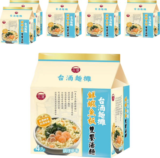 台酒 台酒麵攤 鮮蝦魚板雙饗湯麵, 24包