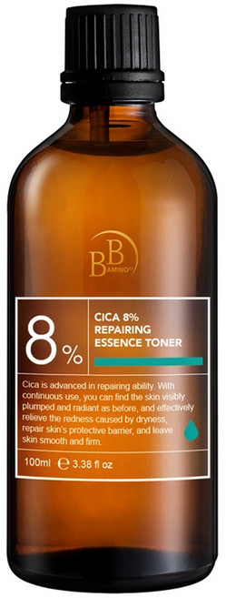 BB AMINO 科研 8% CICA 積雪草修護精華水 保濕穩定緊緻 舒緩泛紅肌膚 修復屏障 回復光澤, 100ml, 1瓶